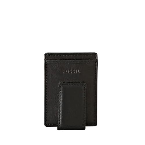 Fossil Mens Ingram Leather Magnetic Card Case with Money Clip Wallet Slim Wallet for Men Black - Image 1