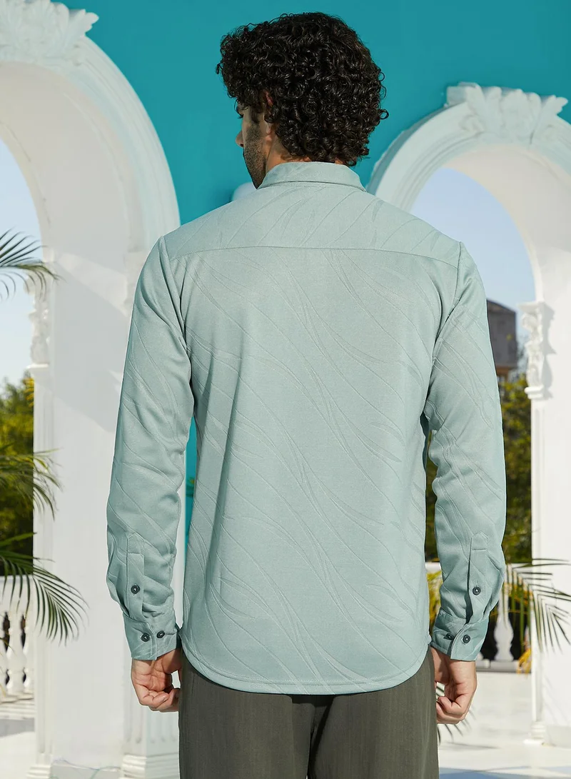 CAHOOT  Men's Sea Green Scratch-Tactile Shirt for Men | Best Price UAE
