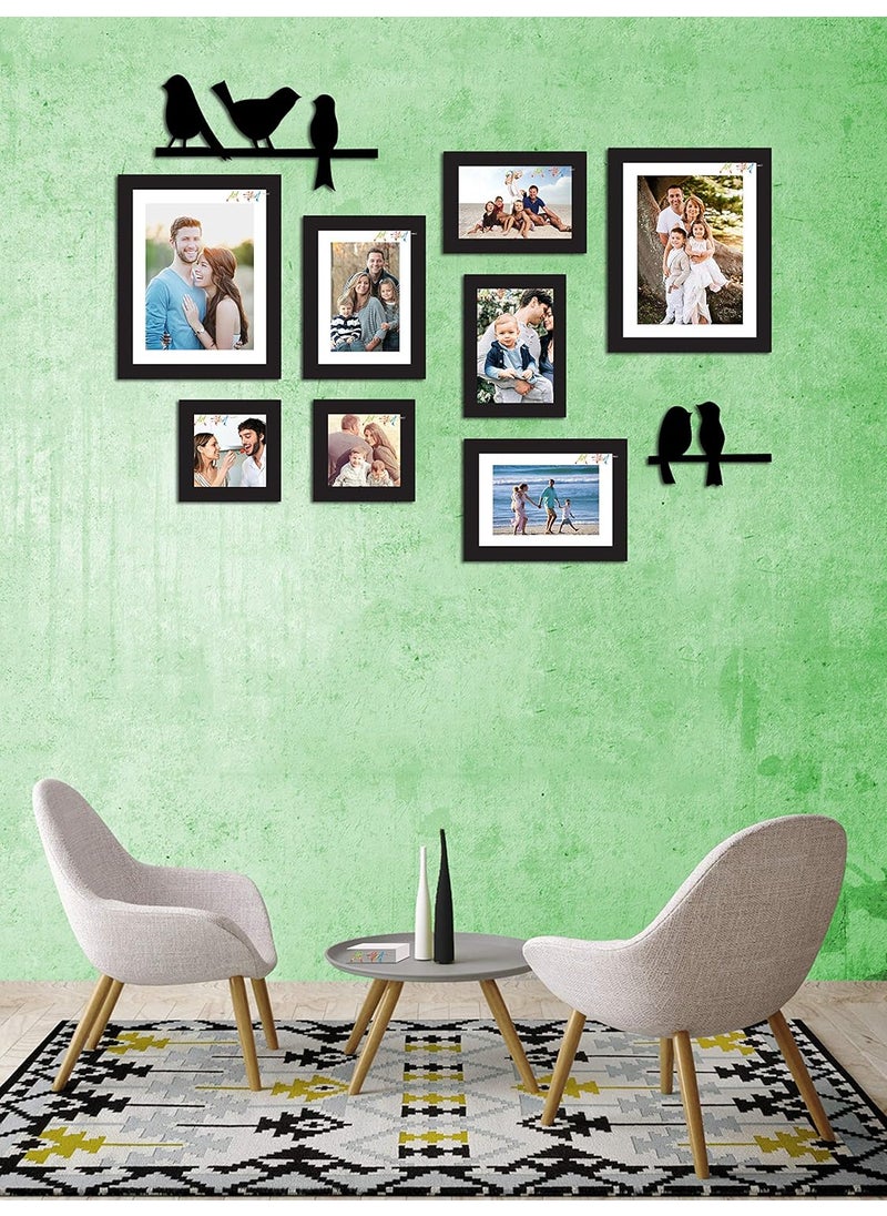 Art Street Art Street Synthetic Wood Adobe Wall Photo Frames Collage Picture Gallery Kit for Home with Love and Bird Design 5x5, 5x7, 6x8, 8x10 (Black) set of 8  - Image 1