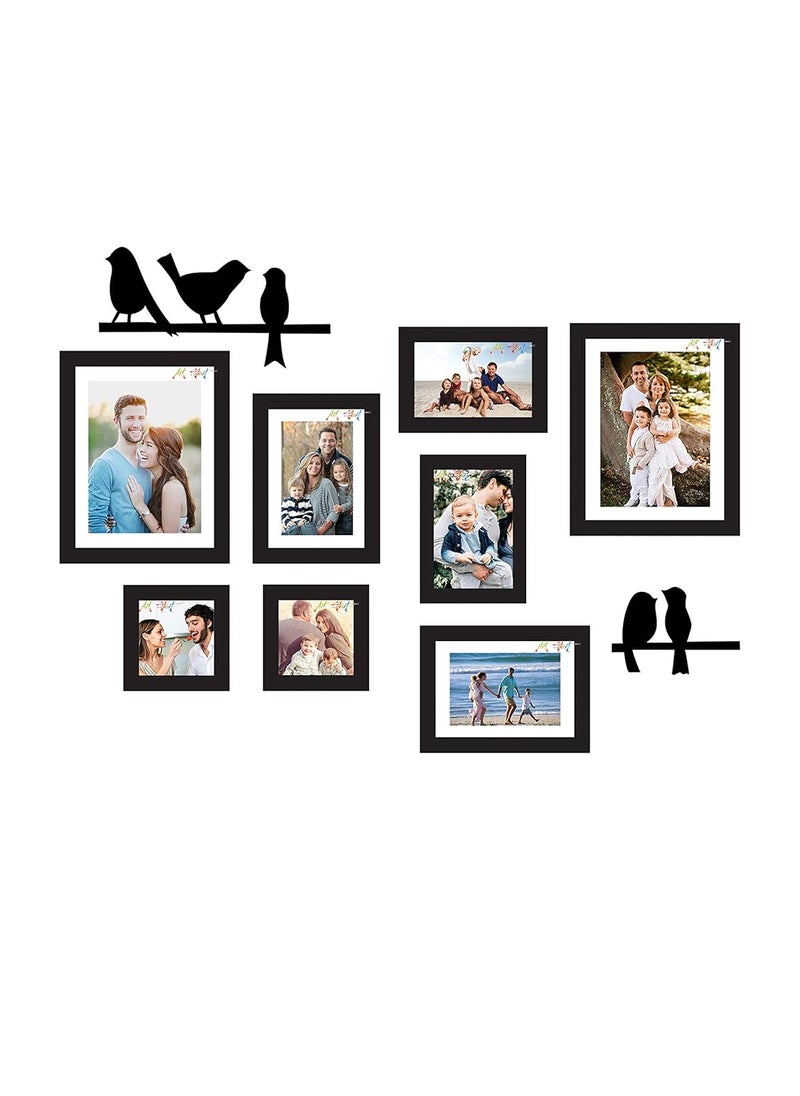 Art Street Art Street Synthetic Wood Adobe Wall Photo Frames Collage Picture Gallery Kit for Home with Love and Bird Design 5x5, 5x7, 6x8, 8x10 (Black) set of 8  - Image 2