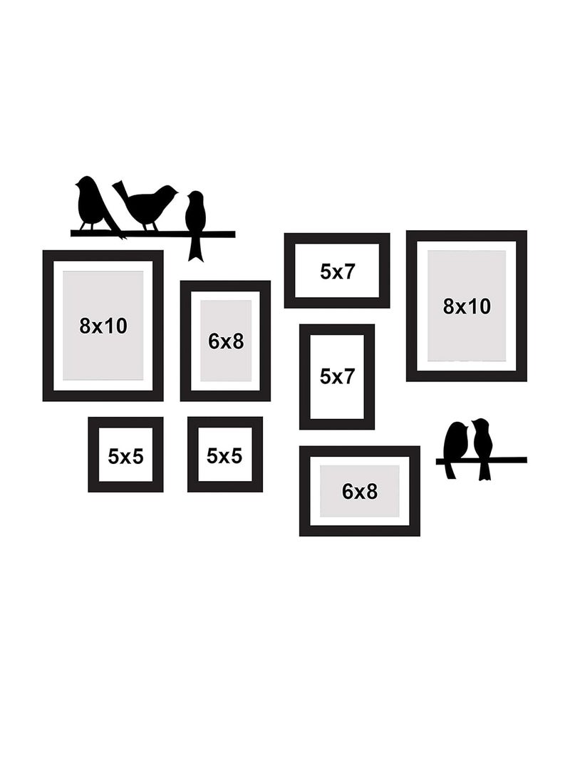 Art Street Art Street Synthetic Wood Adobe Wall Photo Frames Collage Picture Gallery Kit for Home with Love and Bird Design 5x5, 5x7, 6x8, 8x10 (Black) set of 8  - Image 3