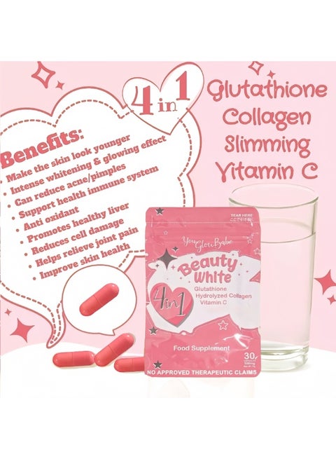 beauty white glutathione collagen slimming You Glow Babe 2-PACKS Beauty White 4 In 1 With Glutathione Hydrolyzed  Collagen Vitamin,Food Supplement 30 Capsules*2 | Best Price KSA