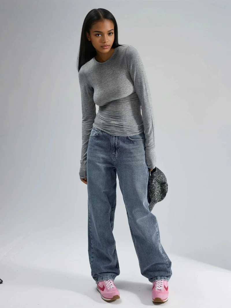 Busem BUSEM Slim Fit Long Sleeve Transparent Blouse