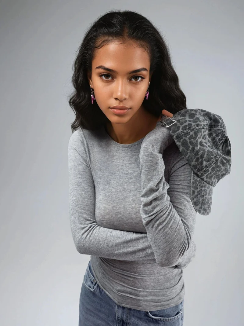 بوسيم بلوزة شفافة بأكمام طويلة بقصة ضيقة من بيوسيم