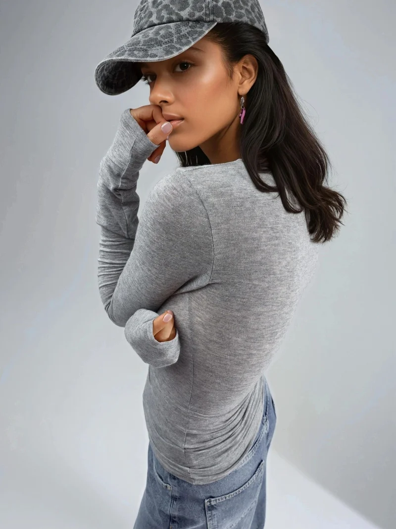 Busem BUSEM Slim Fit Long Sleeve Transparent Blouse