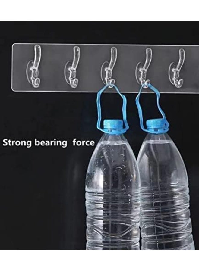 Adhesive Wall Hooks - Wall-Sticking Hooks Without Punching and Nails Waterproof Oil-Proof Heavy-Duty Self for Bathroom Kitchen Transparent 6 in 1 Hook Holder 6kg Max Hooks - Image 4