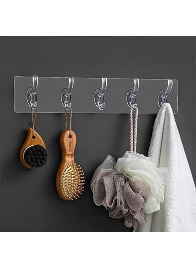 Adhesive Wall Hooks - Wall-Sticking Hooks Without Punching and Nails Waterproof Oil-Proof Heavy-Duty Self for Bathroom Kitchen Transparent 6 in 1 Hook Holder 6kg Max Hooks - Image 2