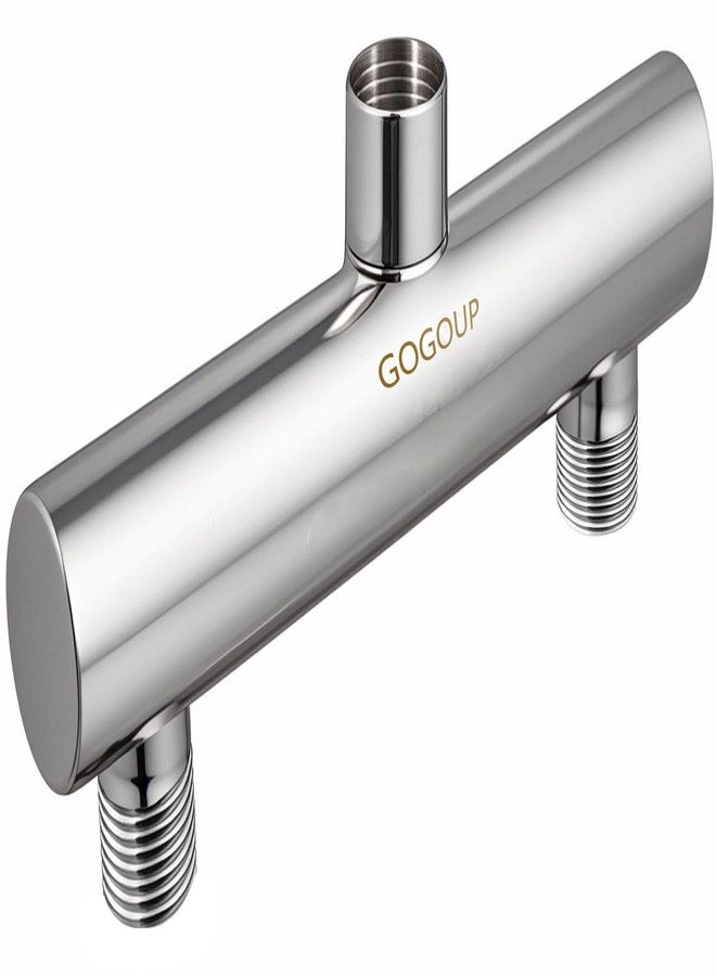 GOGOUP Dual Shower Head Manifold, G 1/2" Double Outlet Stainless Steel Multiple Diverter Water Supply Connection for Bidet Sprayer Fix Showerhead & Handheld Shower Polished - Image 1