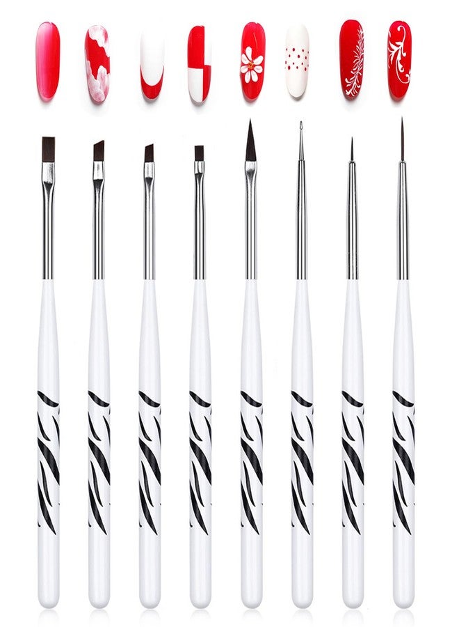 SILPECWEE 8pcs Acrylic Nail Brush, Nail Art Brush, Nail Polish Brush, Nail Paint Pen, Dotting Tool, Painting Manicure Brushes, Nail Design Brush - Image 1