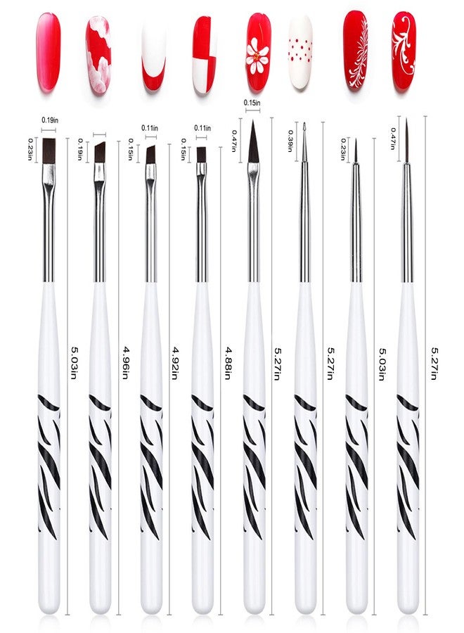 SILPECWEE 8pcs Acrylic Nail Brush, Nail Art Brush, Nail Polish Brush, Nail Paint Pen, Dotting Tool, Painting Manicure Brushes, Nail Design Brush - Image 3