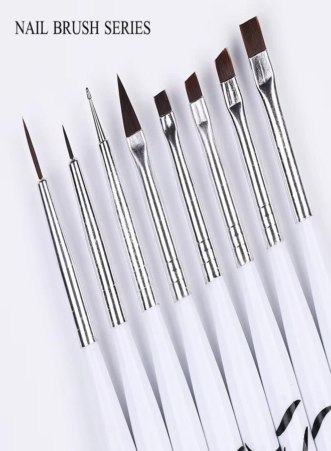 SILPECWEE 8pcs Acrylic Nail Brush, Nail Art Brush, Nail Polish Brush, Nail Paint Pen, Dotting Tool, Painting Manicure Brushes, Nail Design Brush - Image 5