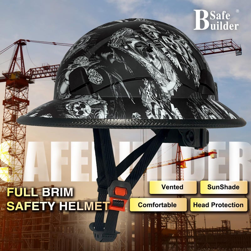SAFEBUILDER Full Brim Hard Hats Construction Hardhats Safety Helmet Vented Adjustable Lightweight Sunshade Work Caps Industrial Head Protection ANSI Approved (WB-1-N-XY-KLT) - Image 2