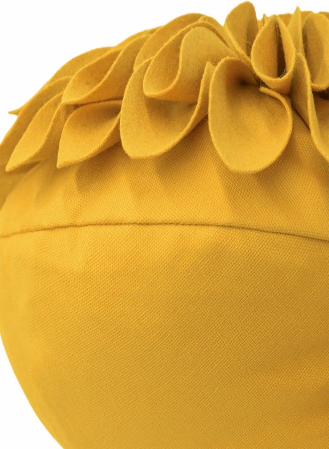 JWH Decorative Flower Throw Pillow Cover 3D Sunflower Pillow Case Round Cushion Handmade Floral Accent Pillowcase for Bed Living Room Couch 14 Inch Mustard Yellow - Image 4