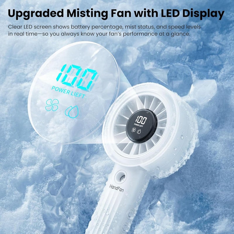 HandFan Upgraded Misting Fan with LED Display – Extreme Cooling Portable Handheld Fan with Water Mist Spray, 50% Stronger Airflow & Quieter, USB Rechargeable for Travel/Park/Disney/Beach/Concert/Game - Image 3