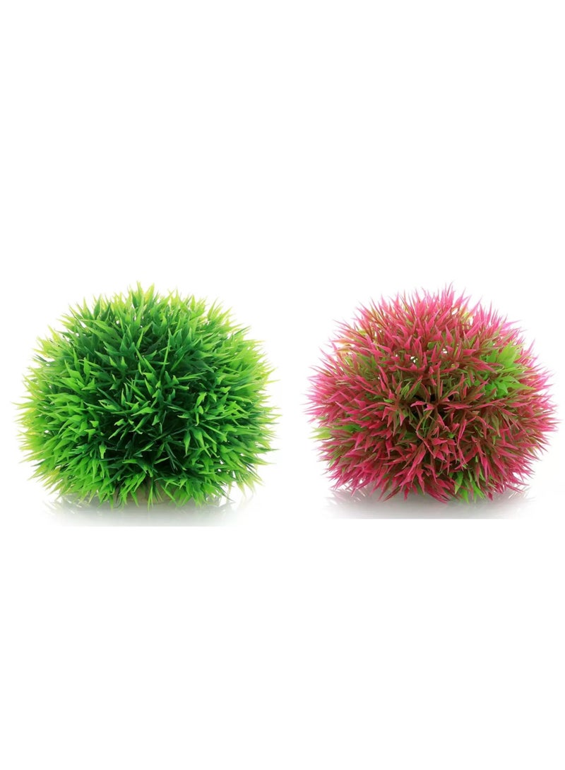 HUANXIN HOME YF Fish tank aquatic plant artificial plant water grass ball, artificial grass green plastic aquarium decoration home decoration artificial plant aquarium plastic grass. 2PCS. - Image 1