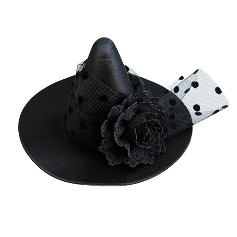 Small Witch Hat Retro Black Witch Flower Hair Clip Decorative Halloween Hair Accessories for Party Black Flower