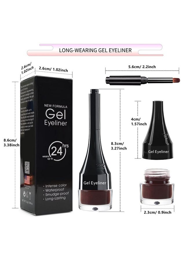 LSxia Waterproof Gel Eyeliner In Wine 2In1 With Brush 10 Colors Skinfriendly Waterproof Longwearing 0.08 Oz  - Image 2