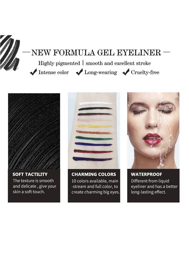 LSxia Waterproof Gel Eyeliner In Wine 2In1 With Brush 10 Colors Skinfriendly Waterproof Longwearing 0.08 Oz  - Image 5