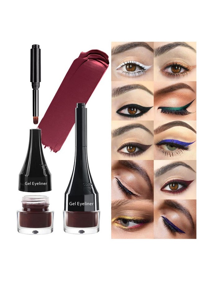 LSxia Waterproof Gel Eyeliner In Wine 2In1 With Brush 10 Colors Skinfriendly Waterproof Longwearing 0.08 Oz  - Image 1