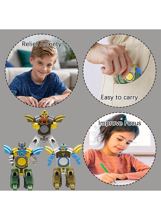 6PCS Transformable Fidget Spinners for Kids Party Favor, Deformable Robot Spinner Fidget Toys, Fingertip Gyros Stress Relief Sensory Toy Stocking Stuffers Bulk Gifts Kids Classroom Prizes - Image 5