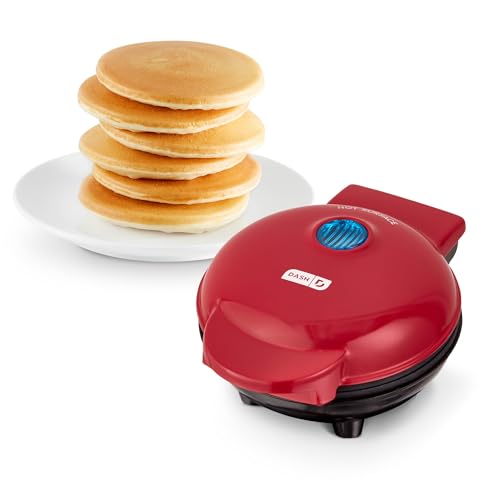 DASH Mini Maker Electric Round Griddle for Individual Pancakes, Cookies, Eggs & other on the go Breakfast, Lunch & Snacks with Indicator Light + Included Recipe Book - Red - Image 1