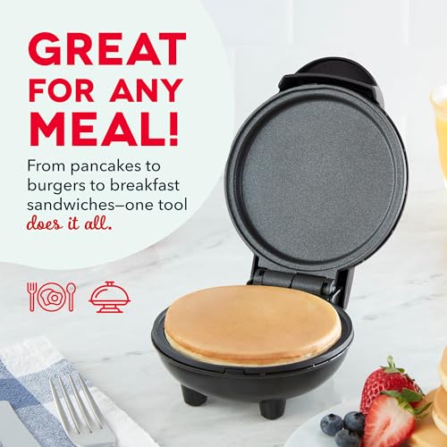 DASH Mini Maker Electric Round Griddle for Individual Pancakes, Cookies, Eggs & other on the go Breakfast, Lunch & Snacks with Indicator Light + Included Recipe Book - Red - Image 5