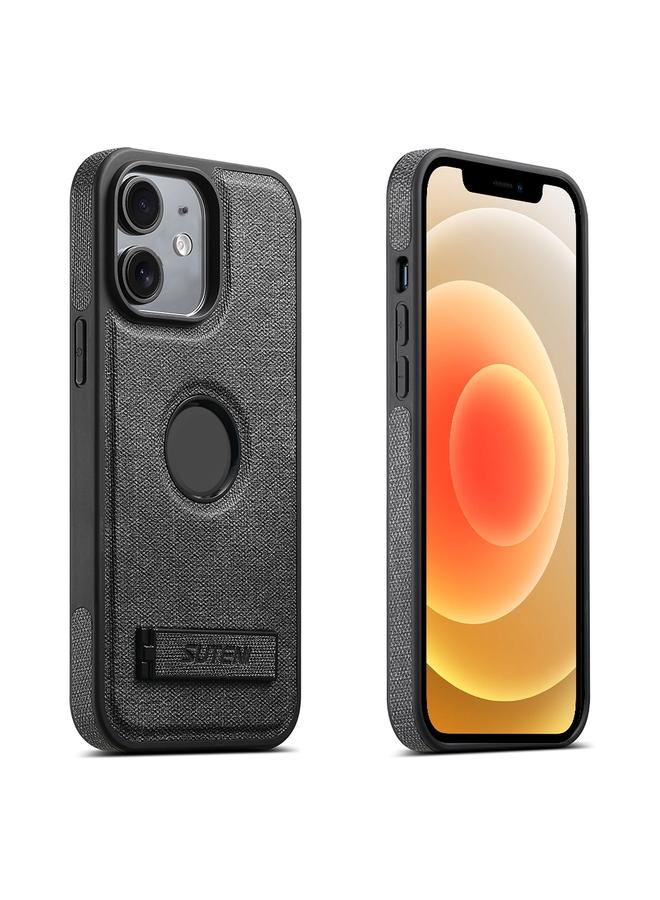 Suteni Case For iPhone 12 G2 Holder Denim Leather Back MagSafe Phone Case - Image 1