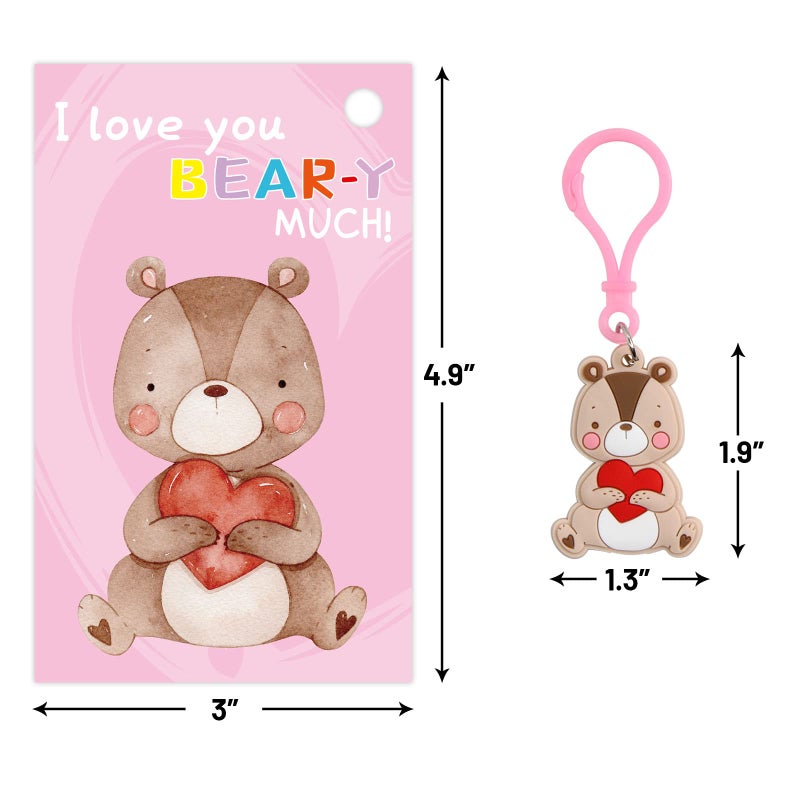 ceiba tree 30 Pack Valentines Day Gifts for Kids Cards with Animal Key Chains Classroom School Classmates Keychains Valentine's Class Gifts Exchange Goodie Bag Stuffers Party Favors - Image 2