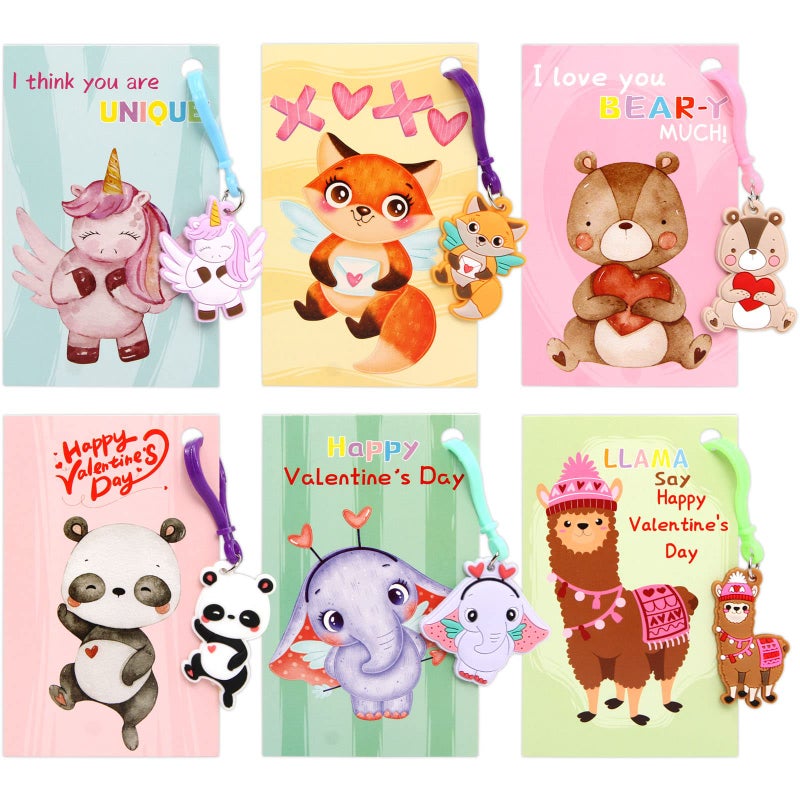 ceiba tree 30 Pack Valentines Day Gifts for Kids Cards with Animal Key Chains Classroom School Classmates Keychains Valentine's Class Gifts Exchange Goodie Bag Stuffers Party Favors - Image 5
