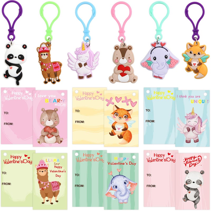 ceiba tree 30 Pack Valentines Day Gifts for Kids Cards with Animal Key Chains Classroom School Classmates Keychains Valentine's Class Gifts Exchange Goodie Bag Stuffers Party Favors - Image 1