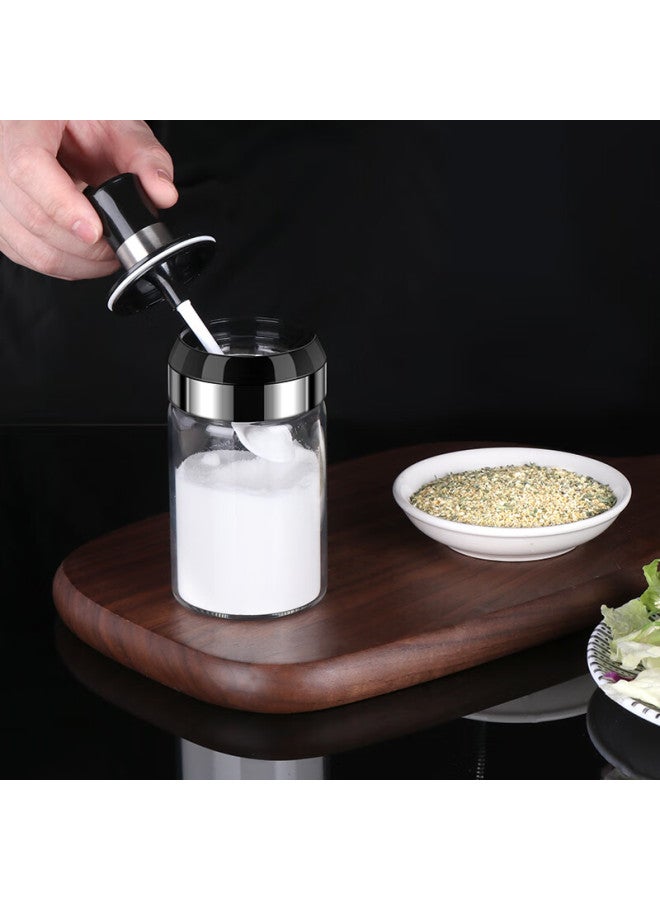 Bj Seasoning Jar With Kitchen Stainless Steel Twist Lid And Spoon, High Borosilicate Glass Condiment Container, Sealed Moisture-proof Salt Shaker - Image 2