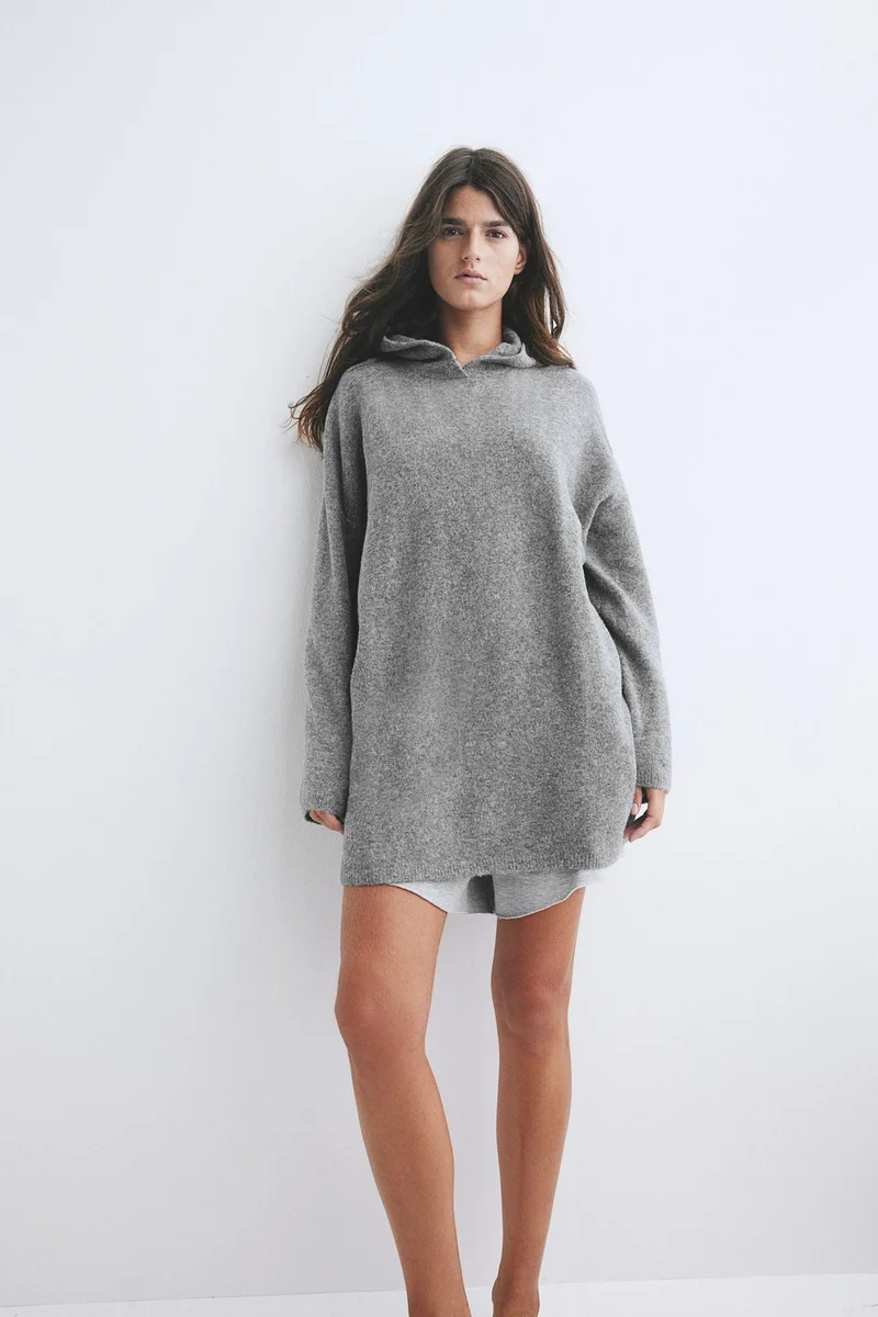 H&M Hooded Fine-Knit Dress