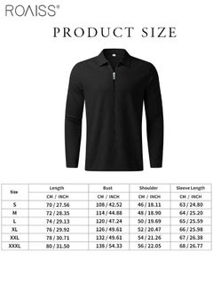 roaiss Mens Polo Shirt Zip Lapel Solid Stripe Print Long Sleeve Muscle Shirt Workout Winter Spring Athletic Plain T Shirt  - Image 3