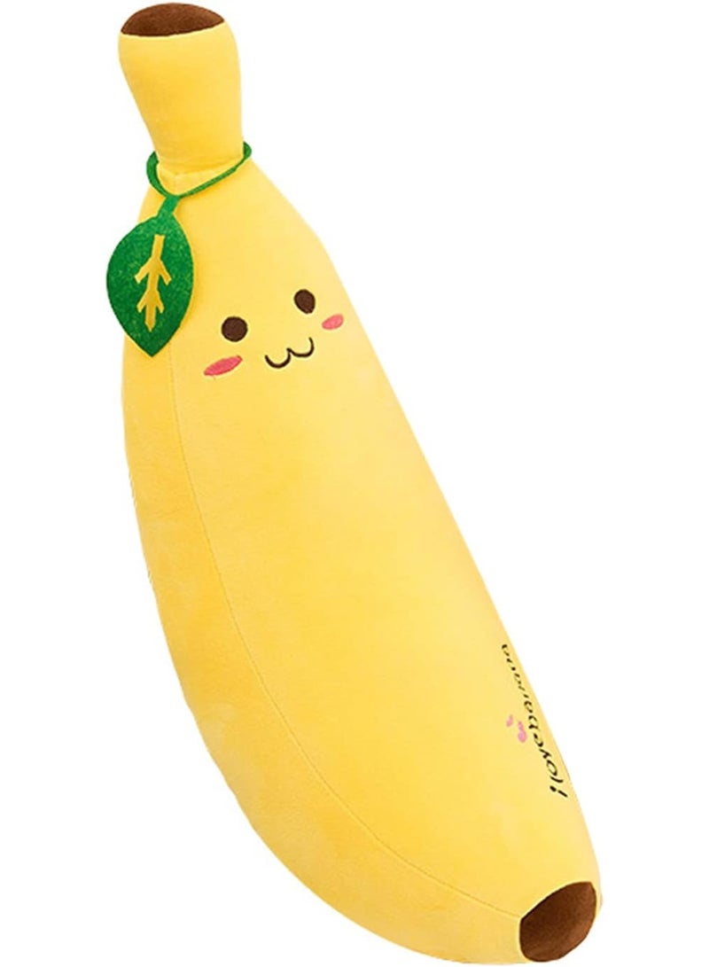 BEYTOR Cute Banana Stuffed Plush Pillow – Large Soft Fruit Hugging Cushion, Yellow Banana Plush Toy for Bed, Home Décor & Kids Birthday Gifts 80cm - Image 1