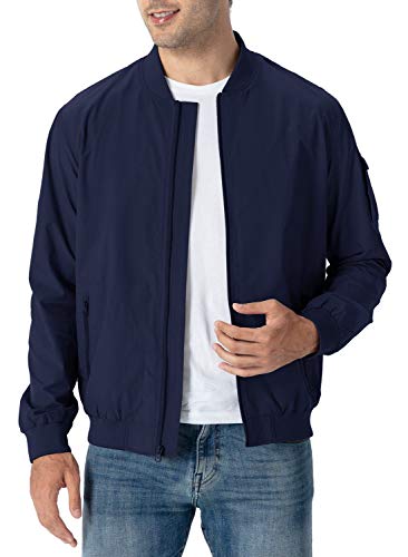 Rdruko Men's Bomber Jacket Lightweight Casual Stylish Fashion Jacket Wind Breakers Softshell(Navy, US M) - Image 3