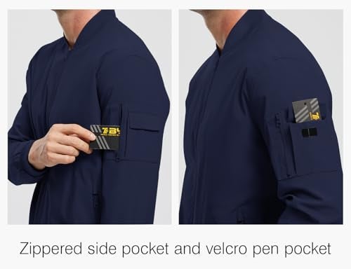 Rdruko Men's Bomber Jacket Lightweight Casual Stylish Fashion Jacket Wind Breakers Softshell(Navy, US M) - Image 5