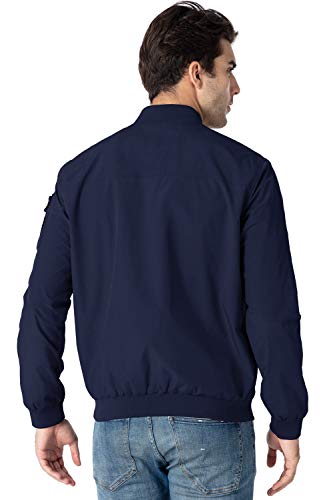 Rdruko Men's Bomber Jacket Lightweight Casual Stylish Fashion Jacket Wind Breakers Softshell(Navy, US M) - Image 2
