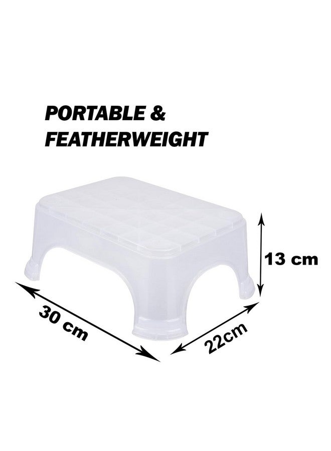 Kuber Industries Bath Stool for Bathroom | Plain Square Stool | Bathroom Stool for Bathing | Plastic Stools for Sitting | P6 | Transparent - Image 3