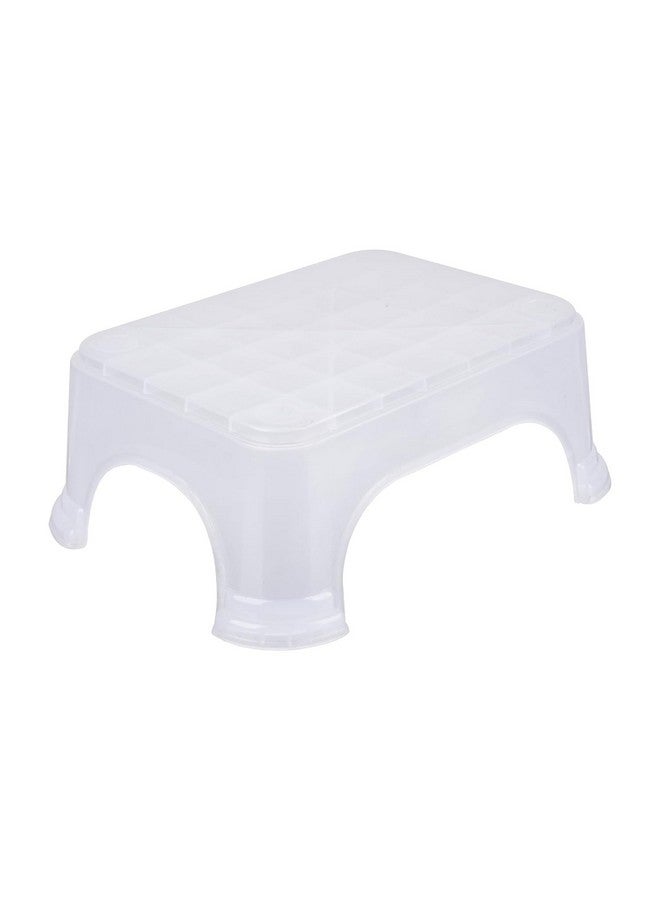 Kuber Industries Bath Stool for Bathroom | Plain Square Stool | Bathroom Stool for Bathing | Plastic Stools for Sitting | P6 | Transparent - Image 1