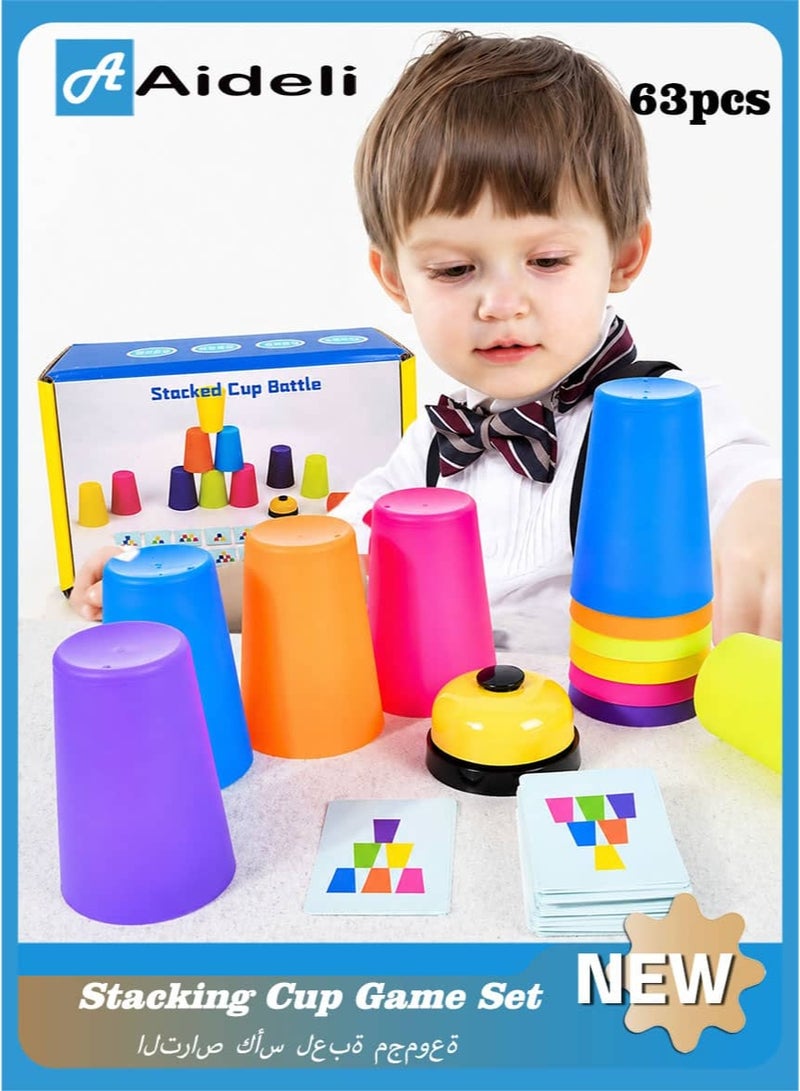 Aideli Sport Stacking Cup Game Set - 12 Speed Cups with 50 Cards and Bell for Kids and Adults - Image 1