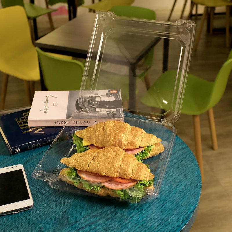 Karat Clamshell Take Out Food Containers [9.3"x8.6" - 200 ct] Durable, Stackable, Crack-Resistant To Go Boxes | Translucent - Image 4