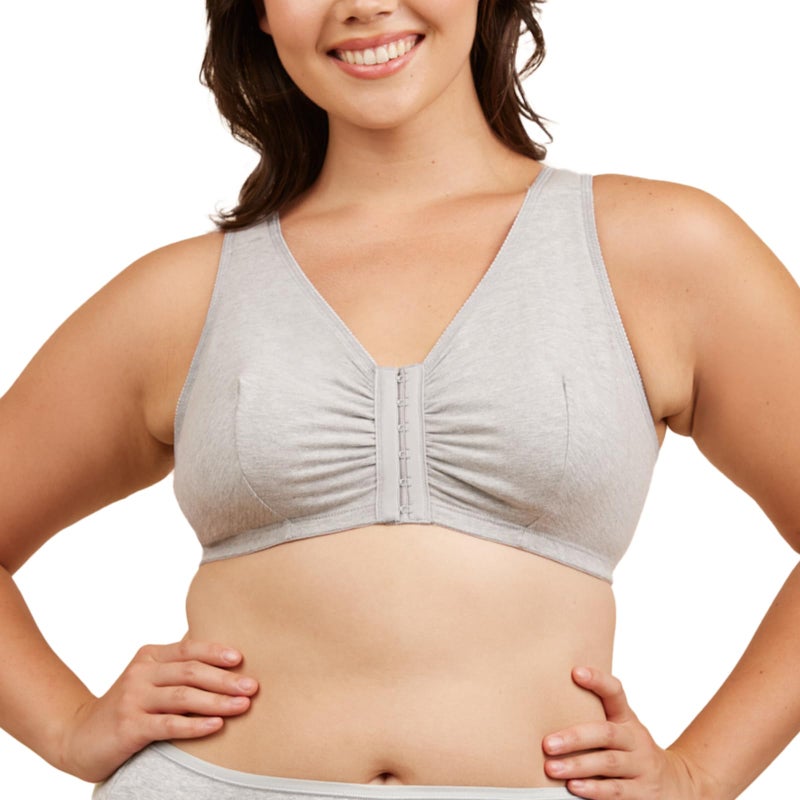 Leading Lady Women's Plus Size Sleep Leisure Cotton Bra, Heather Grey, 42 C/D/DD - Image 1