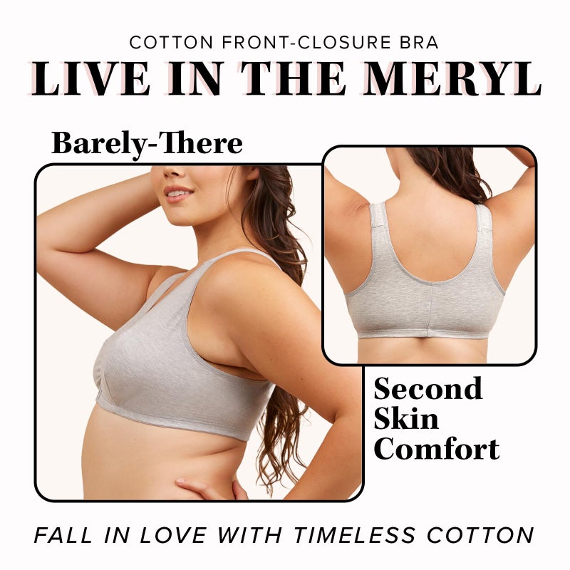 Leading Lady Women's Plus Size Sleep Leisure Cotton Bra, Heather Grey, 42 C/D/DD - Image 4