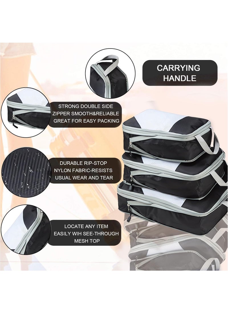 Generic - 4PCS Packing Cube Set Packing Luggage Organizers for Travel Packing Organizers with Laundry Bag Compression Storage Bag Clothing Underwear Bag for Man & Woman (4pc Black) - Image 1