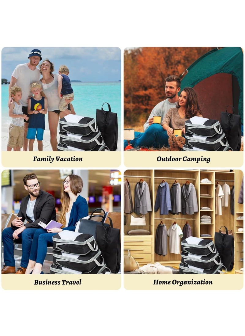 Generic - 4PCS Packing Cube Set Packing Luggage Organizers for Travel Packing Organizers with Laundry Bag Compression Storage Bag Clothing Underwear Bag for Man & Woman (4pc Black) - Image 1