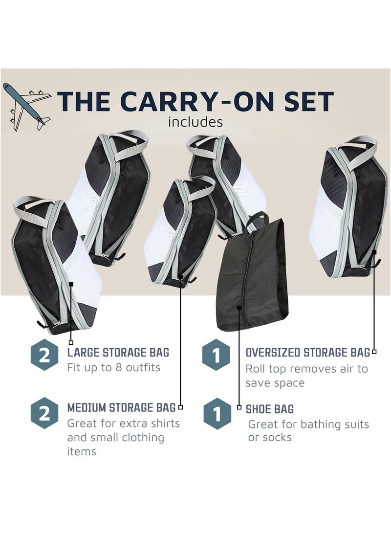 Generic - 4PCS Packing Cube Set Packing Luggage Organizers for Travel Packing Organizers with Laundry Bag Compression Storage Bag Clothing Underwear Bag for Man & Woman (4pc Black) - Image 1