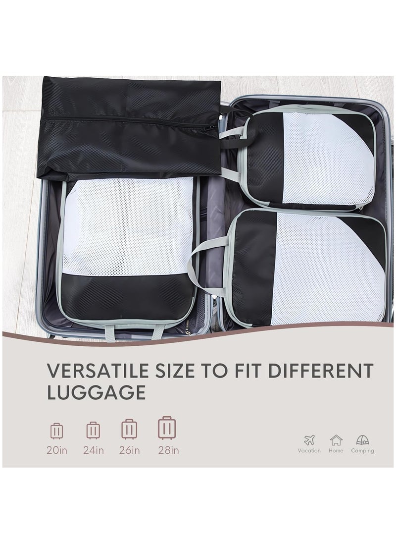 Generic - 4PCS Packing Cube Set Packing Luggage Organizers for Travel Packing Organizers with Laundry Bag Compression Storage Bag Clothing Underwear Bag for Man & Woman (4pc Black) - Image 1