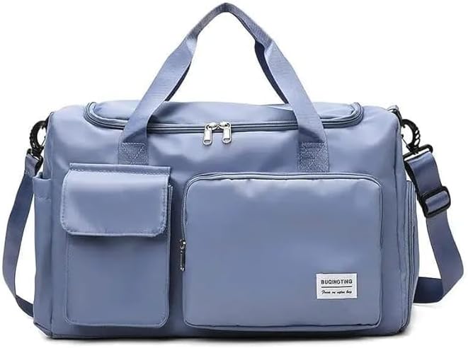 VERAT Travel Duffle Bag Sports Gym Shoulder Bag for Women with Wet Pocket & Shoe Compartment Weekender Overnight Travel Luggage Bag Cosmetic Storage (44 x 18 x 29 cm) (Blue) - Image 1