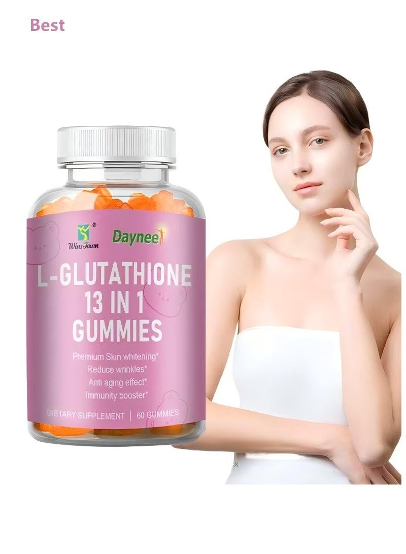 Best L-Glutathione 13 in 1 Gummies | Safe & Effective Skin Whitening & Brightening Gummies with Collagen | Anti-Aging Delicious Chewable Supplements for Skin Health - Image 1