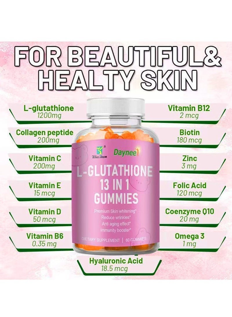 Best L-Glutathione 13 in 1 Gummies | Safe & Effective Skin Whitening & Brightening Gummies with Collagen | Anti-Aging Delicious Chewable Supplements for Skin Health - Image 3